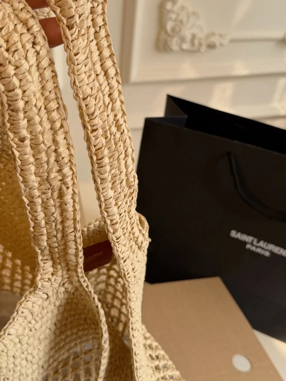 🧿Yves Saint Laurent🧿 straw woven tote bag 37×42cm